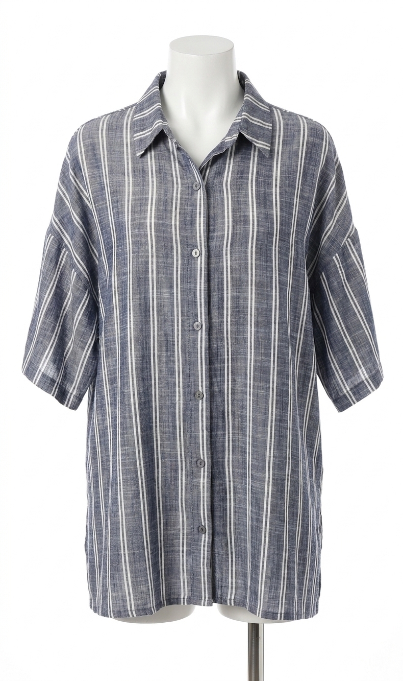 NEW OLIVACEOUS olivia short sleeve button down top in blue